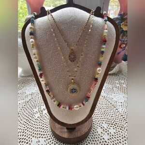 Gold Multicolor Beaded Necklace Set Not Real Gold Gold Plated